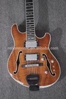 Weifang Rebon 6 String Flamed Maple Jazz Double F Hole Electric Guitar
