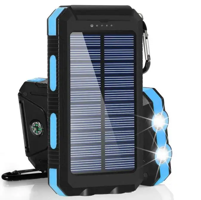 20000mAh Portable Dual LED Light Solar Power bank Waterproof Dual USB External Battery Charger