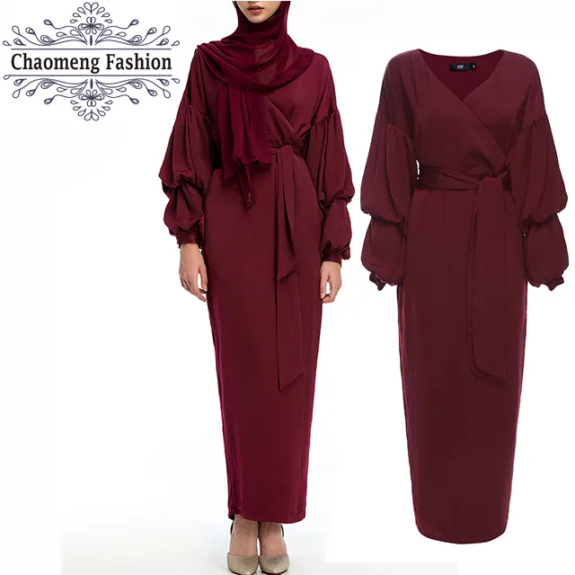 CM75# Bubble sleeves baju jubah muslimah clothing modest fashion for women abaya muslim dresses
