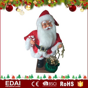Nuevos productos decoración del hogar barato plástico sonrisa 30 cm sentado Santa Claus muñecas con tela de colores ropa - Product Image 5