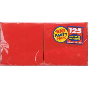 1/4 kat 2 kat özel toptan kırmızı renkli kağıt kokteyl peçeteleri İçecek peçeteler