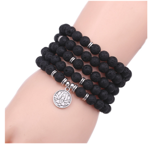 Lava yoga Lotus colgante hecho a mano Piedra Natural beads <span class=keywords><strong>108</strong></span> cuentas de collares - Product Image 3