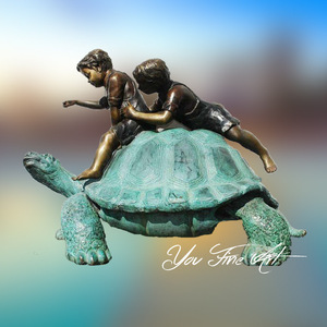 Antique Thủ Công Mỹ Nghệ Đồng HandMade Bronze Tượng Rùa Và Trẻ Em Điêu Khắc Để Bán - Product Image 5