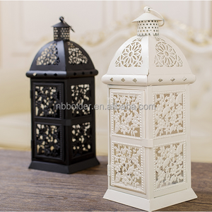 Blanc Temple Marocaine Style Métal Photophore Bougie Lanterne Décor À La Maison Pièce Maîtresse - Product Image 1