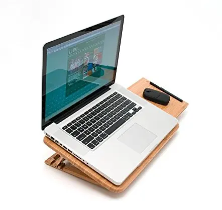 Ayarlanabilir masaüstü tutucu bambu genişletilebilir laptop standı