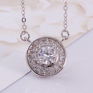 N038-c madre de regalo de lujo con encanto de alta calidad cz de cobre chapado en oro blanco redondo colgante collar de la mujer - Product Image 2