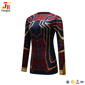 <span class=keywords><strong>T</strong></span>-<span class=keywords><strong>shirt</strong></span> a compressione da <span class=keywords><strong>donna</strong></span> con stampa completa di vestiti da allenamento per supereroi - Product Image 6