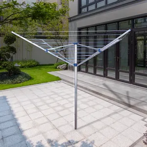 Outdoor 4-arms alluminio airer rotante, ombrello rotante clothesline