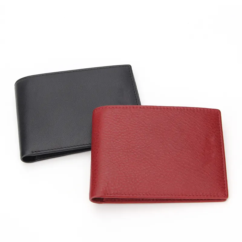 Tùy Chỉnh Mens Wallet Rfid Da Đen Thẻ Tín Dụng Ví Đỏ