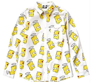 OEM-Service 2024 neueste Mode Top-Design 100 % Baumwollstoff das Simpson-Muster lässig Herrenhemd-Bluse