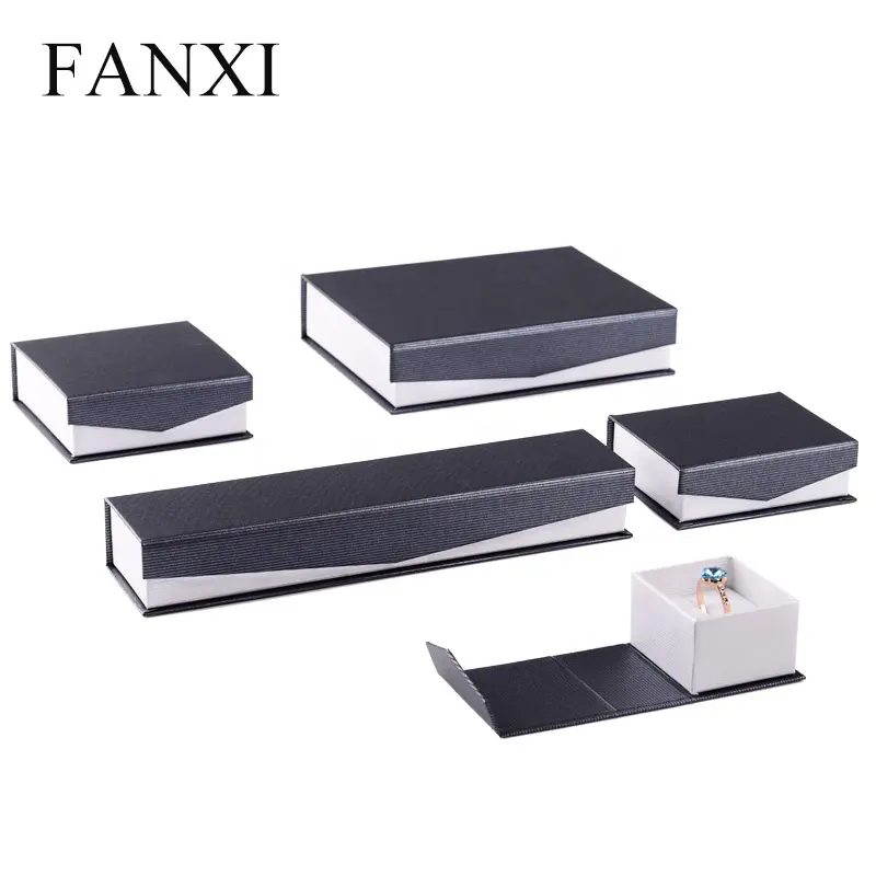 FANXI factory, venta al por mayor, tobogán de cartón de papel kraft personalizado, collar de joyería plegable, pulsera, brazalete, pendiente, caja de anillo