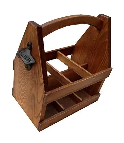 Gepersonaliseerde hout bier Carrier/houten bier tote met flesopener