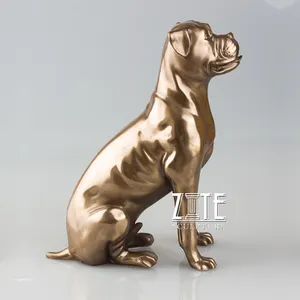 Tùy Chỉnh Bronze Animal Điêu Khắc Kích Thước Cuộc Sống Võ Sĩ Quyền Anh Chó Tượng