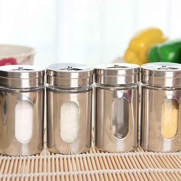 Spice Glass Bottle Square Seasoning Containers