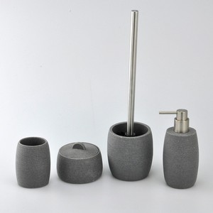 Accessoires de salle de bain Jingle de haute qualité écologiques en forme de fût gris poly classique bon marché - Product Image 1