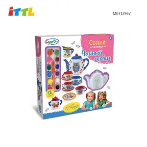 Venta al por mayor DIY 6 meses bebé juguetes sensoriales Idioma Ruso pintura STEM juego de té educativo juguete modelo juguetes para colorear