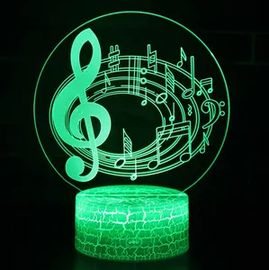 LED 3d lampada musicale nota 3d luce notturna con base <span class=keywords><strong>di</strong></span> crack colorato che cambia lampada da comodino per la decorazione della casa <span class=keywords><strong>di</strong></span> natale - Product Image 1