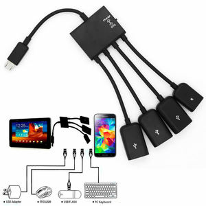 المصغّر <span class=keywords><strong>USB</strong></span> إلى <span class=keywords><strong>USB</strong></span> Hub وتغ وصلة كابل محول موصل المصغّر <span class=keywords><strong>USB</strong></span> المضيف وتغ 4 ميناء 4 في 1 الكمبيوتر PVC Ce OEM الأسهم القياسية جديلة - Product Image 3