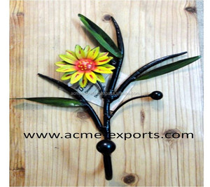 ตะขอแขวนผนังโลหะทำมือตะขอตกแต่งสีสันสดใสสำหรับทางเข้าบ้านหรือห้องนอนลายดอกไม้ทันสมัย - Product Image 1