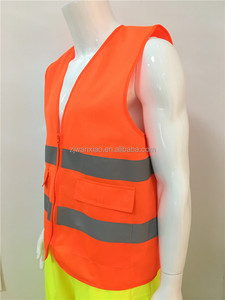 Chine Gros 100% Polyester Vêtement Salut-Vis Vélo Orange de Sécurité Vêtements De Travail <span class=keywords><strong>Gilet</strong></span> De Sécurité Routière Avec Poches - Product Image 5