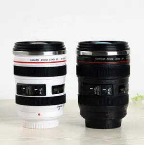 Custom 400ml travel stainless steel camera lens coffee mug / camera lens tumbler cups