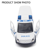 Set de Coche de Policía y Ambulancia Mercedes-Benz a Escala 1:32, de Metal Fundido a Presión, con 2 Puertas Abatibles, Sonido y Luces, Juguete para Niños