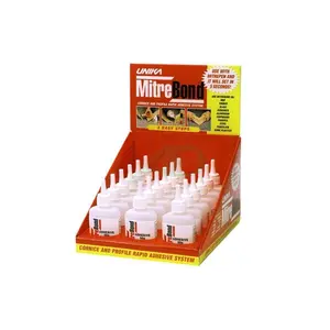 Pantalla de mostrador de estante de cartón con sistema de adhesivo rápido de perfil 2024 para pegamento, detergente, aguja, artículos de uso diario - Product Image 1