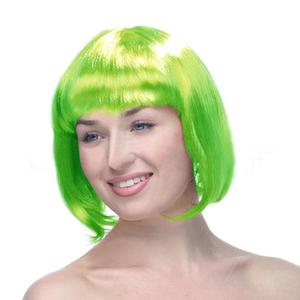 Perruques synthétiques pour femmes, style bob droit, néon, pour déguisements, Halloween, cosplay, carnaval, fêtes promotionnelles, fournitures de fête - Product Image 6