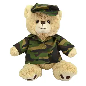 Regalo personalizzato per la festa nazionale americana 10 "orso militare in peluche con animali mimetici