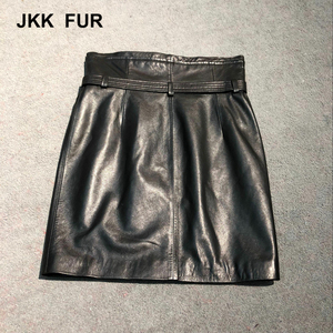 Mujeres Sexy alta cintura suave Real ovejas de cuero Mini Falda corta negro por encargo - Product Image 3