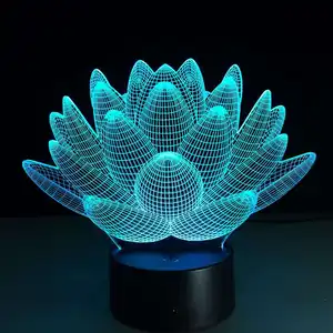 Fleur de Lotus 3D USB LED veilleuse couleurs changeantes lumières de noël bouton tactile enfants salon chambre Lampen Luminarias