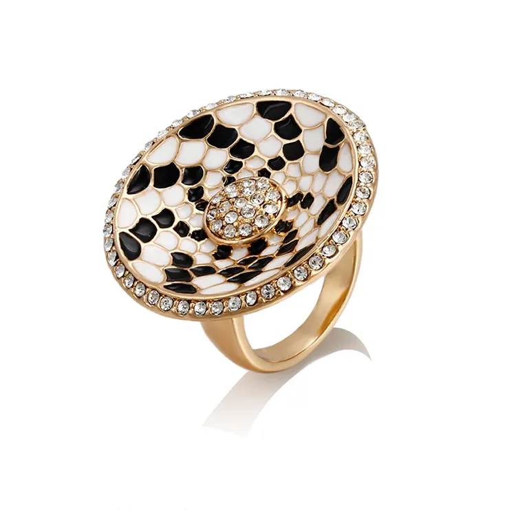 14430 Groothandel mooie vrouwen sieraden ovale ring vis schaal fractuur ontwerp golden vinger ring