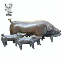 Statue de cochon en bronze taille réelle, grande sculpture de cochon en bronze