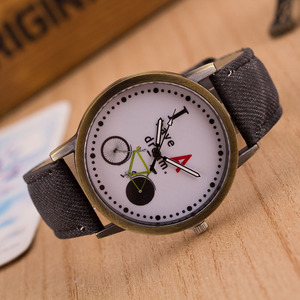 Nuovi Orologi alla Moda con <span class=keywords><strong>Cinturino</strong></span> in Denim per Uomo e <span class=keywords><strong>Donna</strong></span>, Motivo Bicicletta, <span class=keywords><strong>Orologio</strong></span> per Coppie - Product Image 5