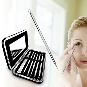 New 6pcs Stainless Steel Washer Comedone Extractor Kit Closed Loop Extractor Blackhead Remover Tool