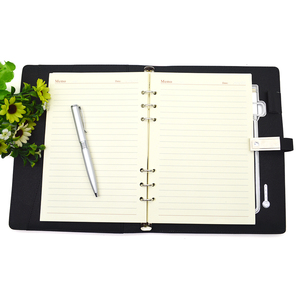 2019 Luz de encargo Logotipo de cuero suave de la pu cuaderno de tapa dura con banco de potencia y USB - Product Image 5