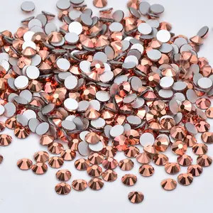 SS 6 8 10 12 16 20 Rose Gold Color Glass Nail Rhinestones Flatback Stones and Crystal Nail Art Crystals Non Hotfix Strass