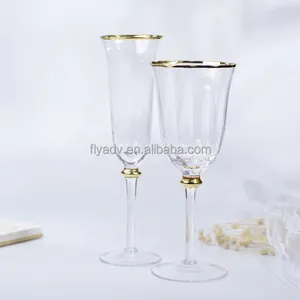 2024 sıcak satış FLY züccaciye fabrika altın çerçeveli dekoratif içme şarap bardakları ev dekorasyon için
