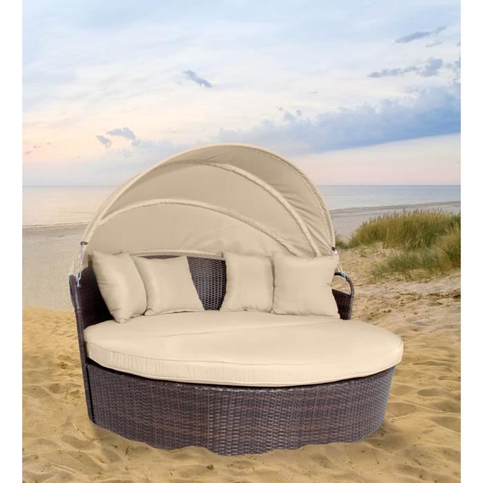Hot sale new arrival outdoor furniture rattan round sectional sunbed