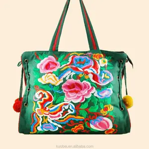 中国の国の風、刺繍されたHMONGヒル部族トートハンドバッグ女性のファッションフォークハンドバッグ