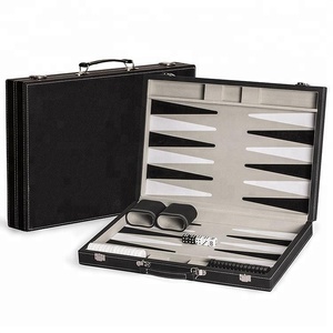 Classic Style Luxury Handmade PU Leather <strong>Travel</strong> <strong>Backgammon</strong> <strong>Set</strong> - Product Image 1