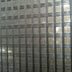 Geogrid EGA C 100-100kN Fiberglass Geogrid Composited With 50g Nonwoven Fabric