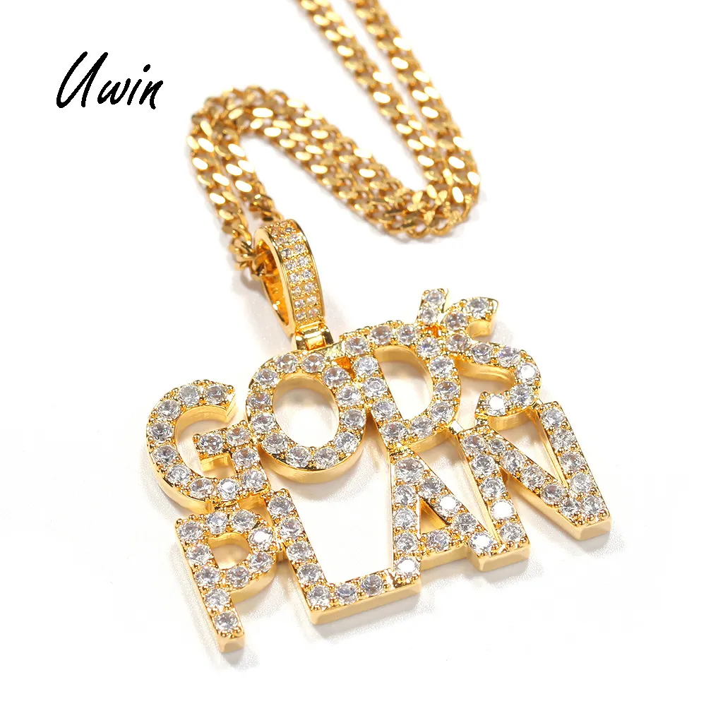 Iced Out Hiphop CZ Chúa Kế Hoạch Tuyên Bố Mặt Dây Chuyền Thép Không Gỉ Thời Trang Vòng Cổ Vàng Chain Rapper Jewelry Unisex Quà Tặng