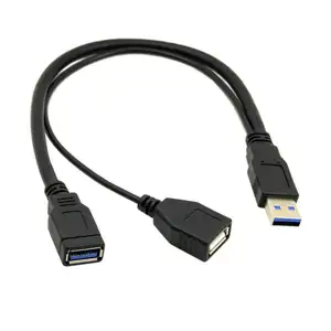 USB 3.0 Male to Dual USB Female Extra Power Data Y Extension Cable for 2.5" Mobile Hard Disk