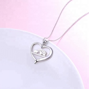 Mama Bear Heart Necklace 925 Sterling Silver Pendant Necklace <strong>for</strong> Mother - Product Image 4