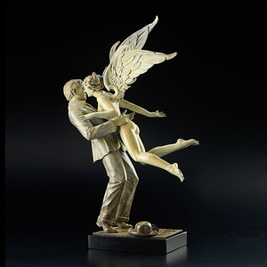 A grandezza naturale antico metallo fuso nudo femmina angelo baciare uomo statue in bronzo per il giardino - Product Image 3