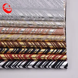 high quality chic glitter silver stripes patterns stamping fabric leather for shoes