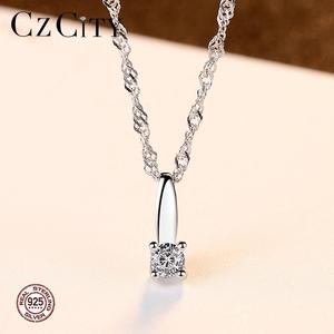 CZCITY Tiny Cubic Zirconia <span class=keywords><strong>collana</strong></span> <span class=keywords><strong>sottile</strong></span> 925 ciondolo a catena carino donna gioielli in <span class=keywords><strong>argento</strong></span> piccolo ciondolo - Product Image 3