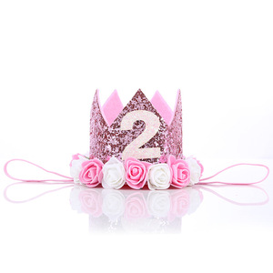 Felice Prima Festa Di Compleanno Cappelli Decor Cap di Un Cappello Di Compleanno Della Principessa <span class=keywords><strong>Corona</strong></span> 1st 2nd 3th Anno Vecchio Numero Del Bambino Bambini accessorio dei capelli - Product Image 3
