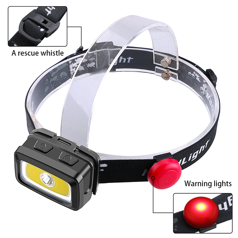 Популярный налобный фонарь Amazon для кемпинга 1000 люмен COB + R5 светодиодный налобный фонарь